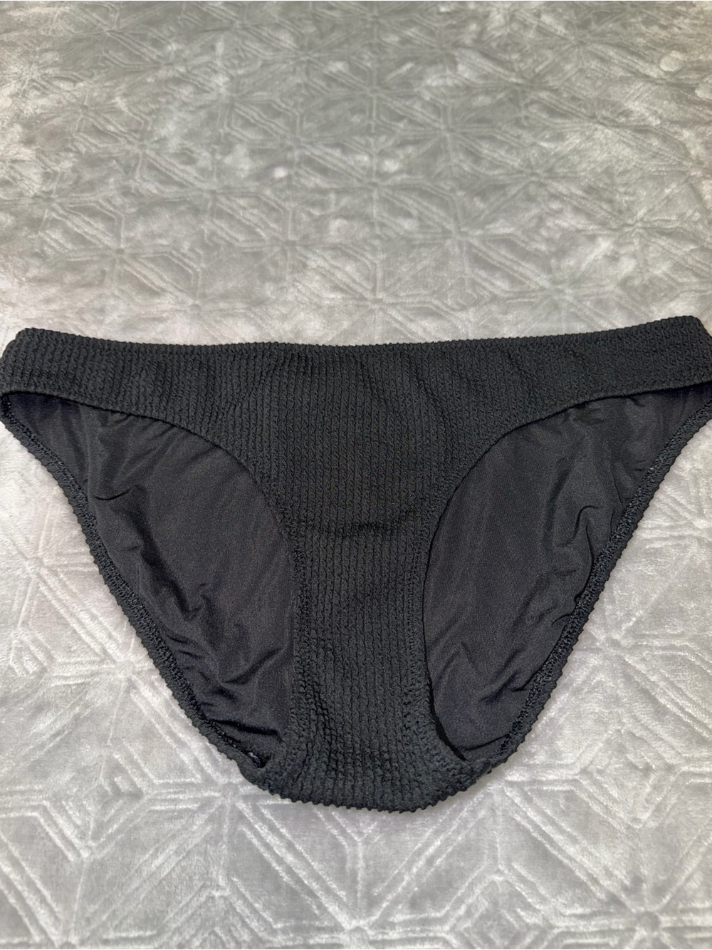 aerie Black Textured Bikini Bottoms